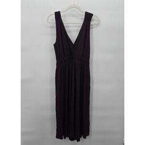 Malia Mills Women’s Midi Dress Size 8 Brown Sleeveless V-Neck Empire Waist